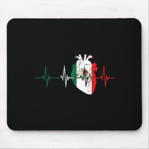 Heartbeat Heart Mexico Flag Love Mexican Men Women Mouse Pad