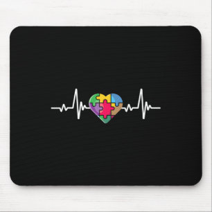 Heartbeat Heart Puzzle Autistic Autism Awareness Mouse Pad