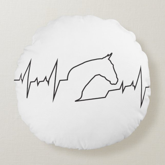 Heartbeat Horse Round Pillow (Front)