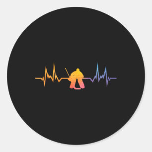 Heartbeat Ice Hockey Ice Hockey Player Hockey Coac Classic Round Sticker