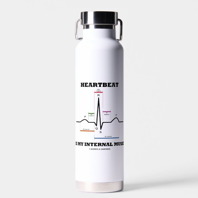 Heartbeat Is My Internal Music EKG Sinus Rhythm Water Bottle (Front)