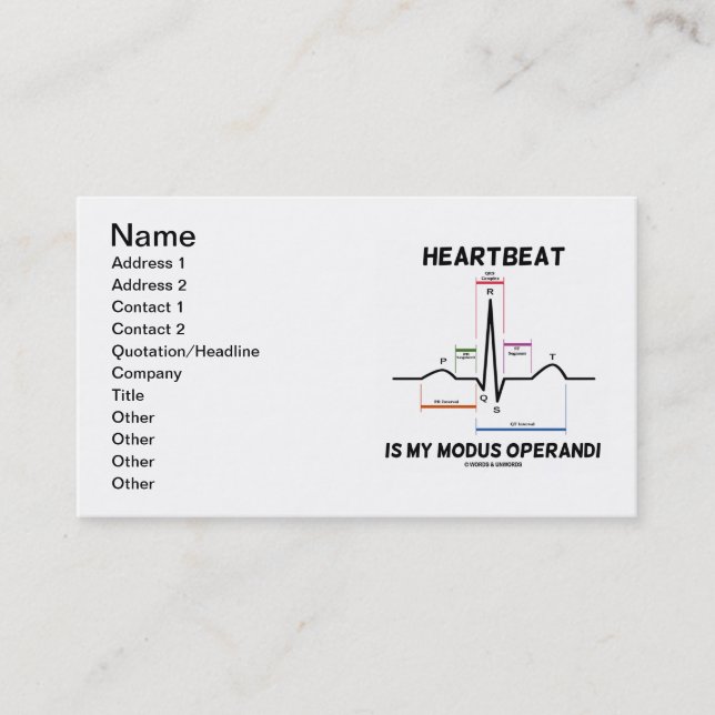 Heartbeat Is My Modus Operandi (ECG / EKG) Business Card (Front)