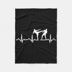 Heartbeat Kickboxing Shirt Kick Boxing Karate Tee Fleece Blanket