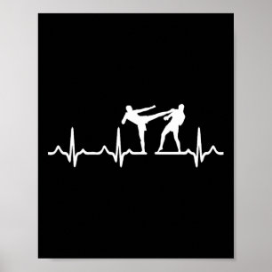 Heartbeat Kickboxing Shirt Kick Boxing Karate Tee Poster