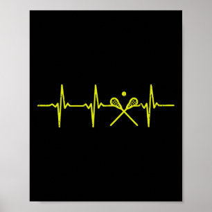 Heartbeat Lacrosse Lax Lovers Player Goalie Fan Me Poster