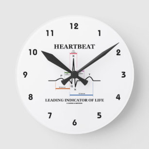 Heartbeat Leading Indicator Of Life ECG/EKG Humour Round Clock