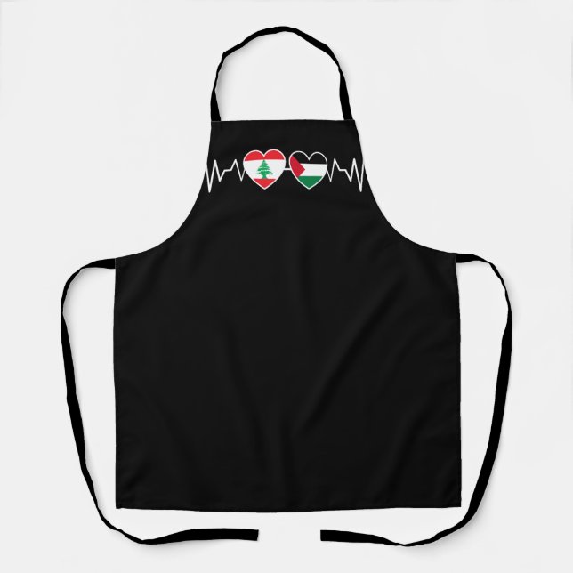 Heartbeat Lebanon Palestine Unity Flags. Apron (Front)