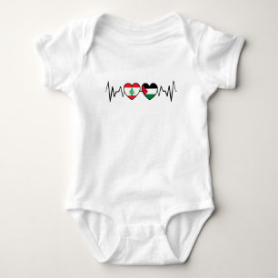 Heartbeat Lebanon Palestine Unity Flags. Baby Bodysuit