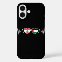 Heartbeat Lebanon Palestine Unity Flags.