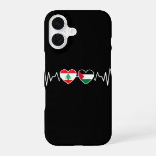 Heartbeat Lebanon Palestine Unity Flags. iPhone 16 Case