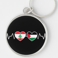 Heartbeat Lebanon Palestine Unity Flags.