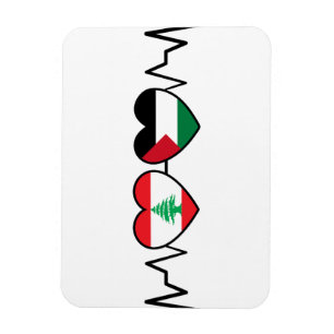 Heartbeat Lebanon Palestine Unity Flags. Magnet