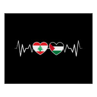 Heartbeat Lebanon Palestine Unity Flags.