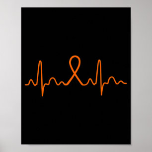 Heartbeat Leukemia Cancer Leukemia Support Gift Poster