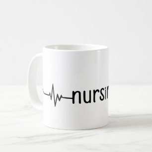 Heartbeat Line Art with Stethoscope  Coffee Mug
