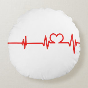 Heartbeat Love Line – Romantic Heartbeat Round Pillow