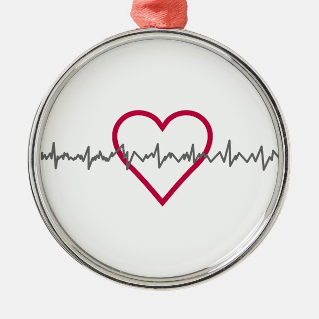 Heartbeat Metal Ornament (Front)