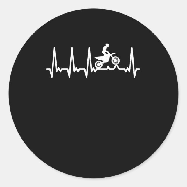 Heartbeat motocross heartbeat motorcycle racer classic round sticker (Front)