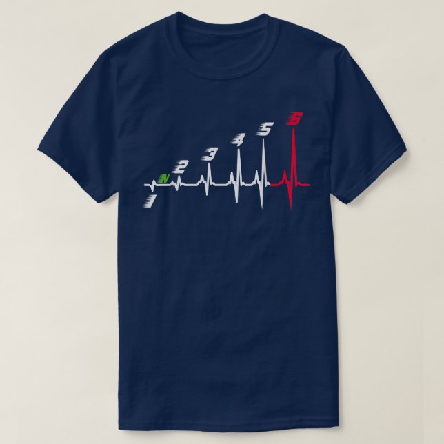 Heartbeat Motorcycle Gear Shift Six Speed 1 Down 5 T-Shirt (Design Front)