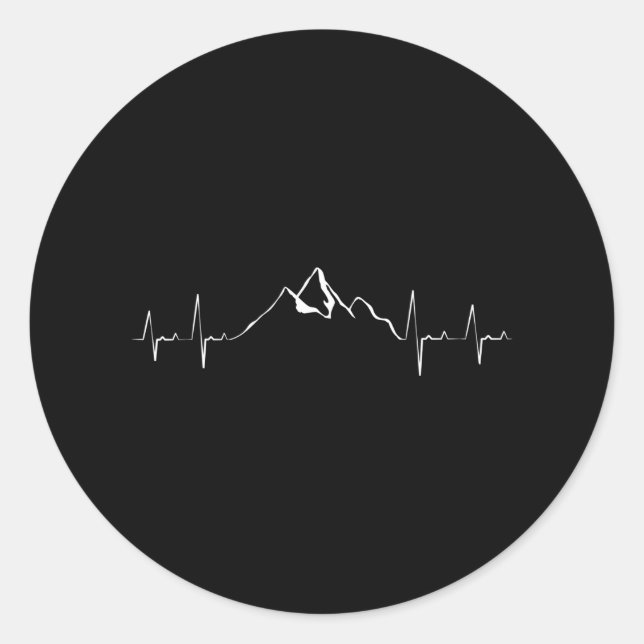 Heartbeat Mountain Hiking Climbing Outdoors Classic Round Sticker (Front)
