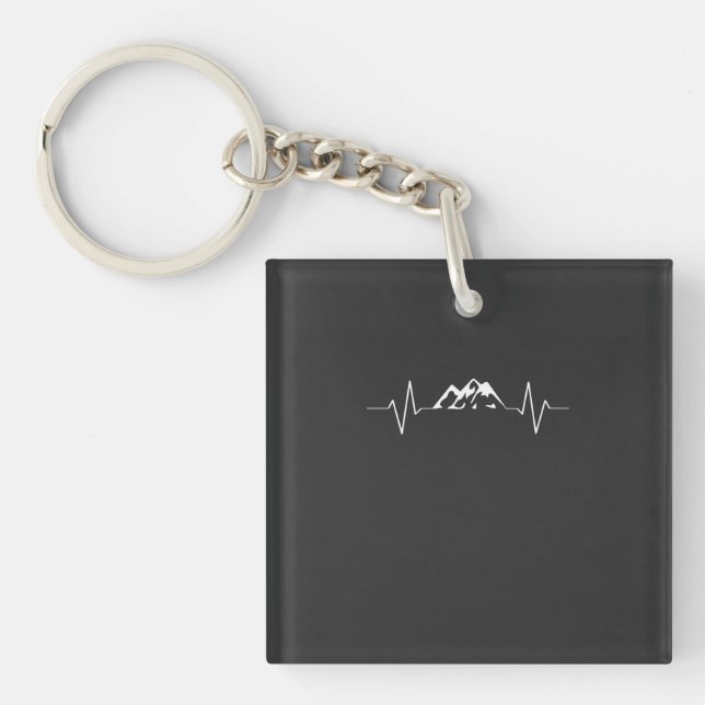 Heartbeat Mountaineering Hiking Gift Keychain (Front)