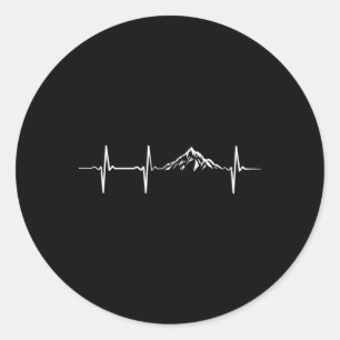Heartbeat Mountains Hiking Climbing Classic Round Sticker