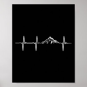 Heartbeat Mountains Hiking Climbing  Poster
