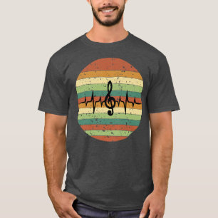 Heartbeat Music Notes Retro Sunset T-Shirt
