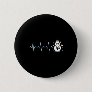 Heartbeat Nurse Snowman Nurse Christmas  2 Inch Round Button