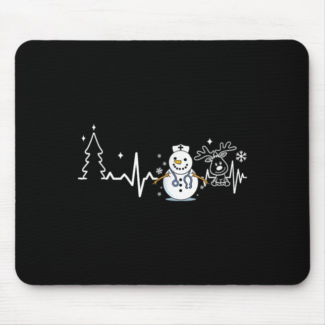 Heartbeat Nurse Snowman Nurse Christmas  Mouse Pad (Front)