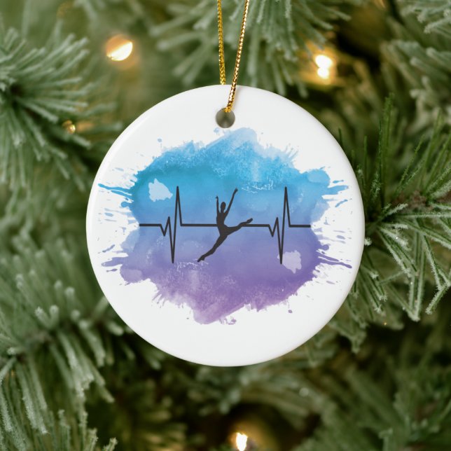 Heartbeat of a Dancer Watercolor Ceramic Ornament (Tree)