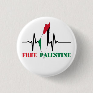 Heartbeat of Palestine-Free Palestine Map stop war 1 Inch Round Button