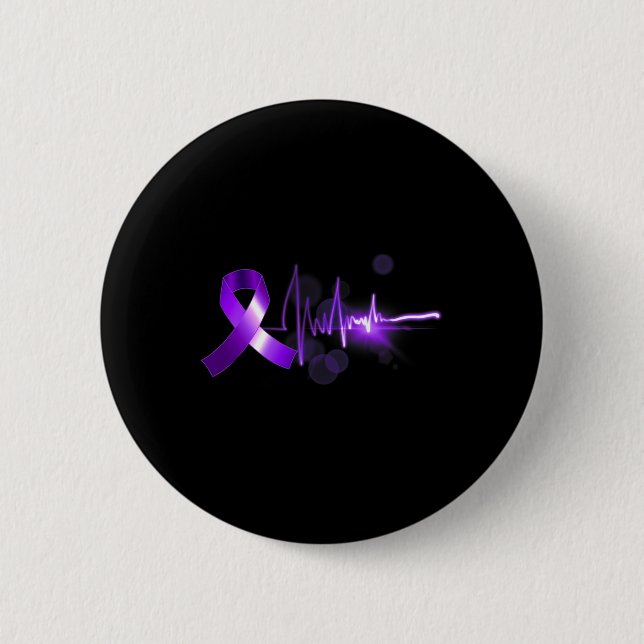Heartbeat Opioid Ribbon Opioid Overdose Awareness  2 Inch Round Button (Front)