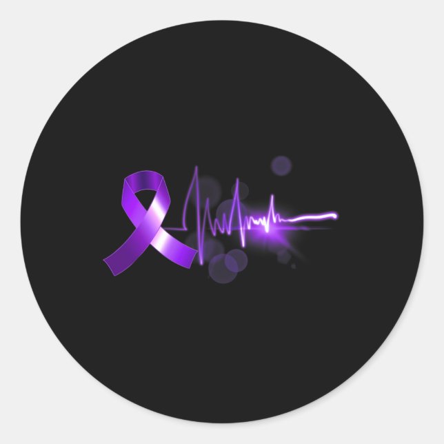 Heartbeat Opioid Ribbon Opioid Overdose Awareness  Classic Round Sticker (Front)