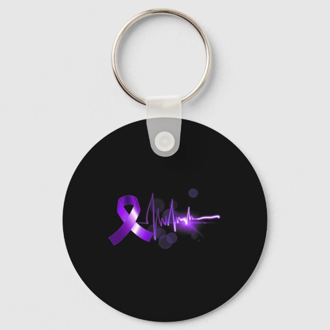 Heartbeat Opioid Ribbon Opioid Overdose Awareness  Keychain (Front)