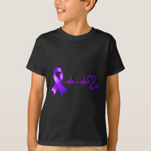 Heartbeat Opioid Ribbon Opioid Overdose Awareness  T-Shirt