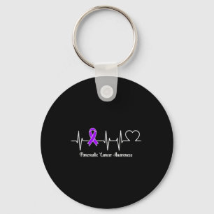 Heartbeat Pancreatic Cancer Warrior Keychain