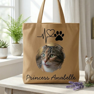 Heartbeat Paw Print Cat Mom Mother’s Day Tote Bag