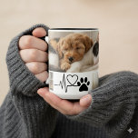 Heartbeat Paw Print Rescue Dog Mom Two-Tone Coffee Mug<br><div class="desc">Celebrate your deep connection with a furry friend through this heartfelt animal advocate design. Featuring a sleeping pup alongside a pulse line and paw, it honours the journey from shelter to furever home. A thoughtful adoption day or Christmas gift for the pet parent, foster family, or rescue advocate in your...</div>