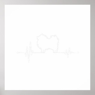 Heartbeat Pomeranian Spitz Dog Owner Gift ECG Puls Poster