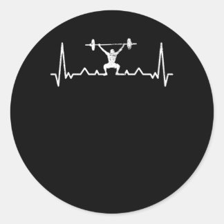 Heartbeat Powerlifting Saying Gift Retro Classic Round Sticker