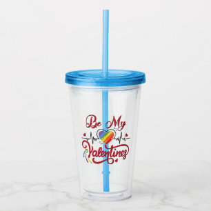 Heartbeat pride Heart, My valentine Acrylic Tumbler