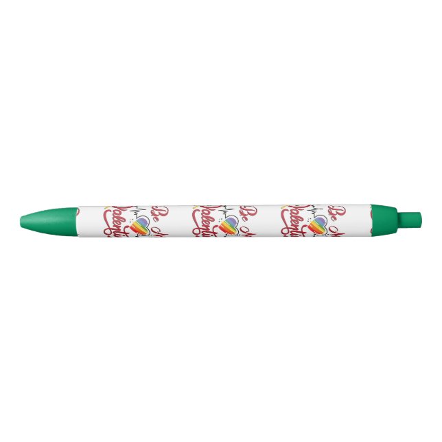 Heartbeat pride Heart, My valentine Black Ink Pen (Front)