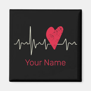 Heartbeat Pulse Heart Valentine's Day Or Mother's  Magnet