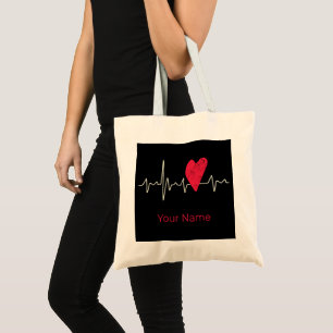 Heartbeat Pulse Heart Valentine's Day Or Mother's Tote Bag
