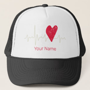 Heartbeat Pulse Heart Valentine's Day Or Mother's Trucker Hat