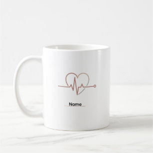 Heartbeat Pulse Love Minimalist  Coffee Mug