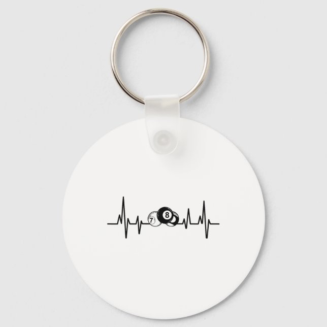 Heartbeat Rack Pool Billiard Player Billiards Cue  Keychain (Front)