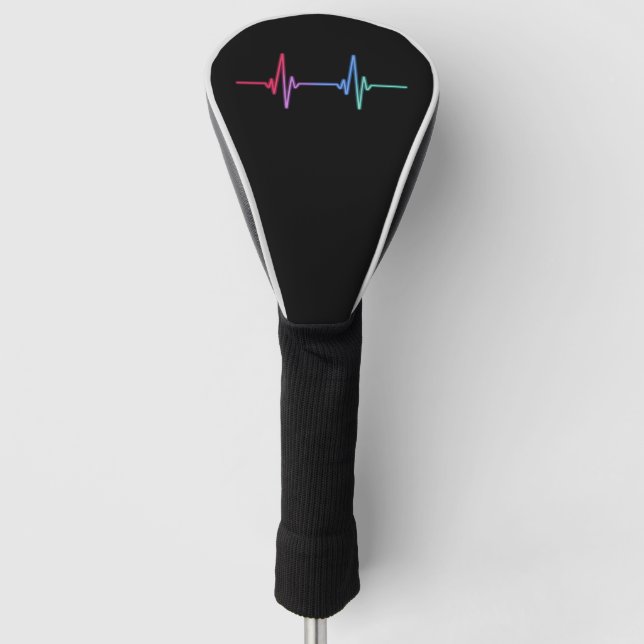 Heartbeat Rainbow Pride LGBTQ Ally  Golf Head Cover (Front)