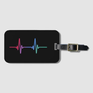 Heartbeat Rainbow Pride LGBTQ Ally  Luggage Tag